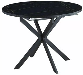 Kihúzható étkezőasztal GASTON 100(135)X100 cm, fekete márvány dekoráció