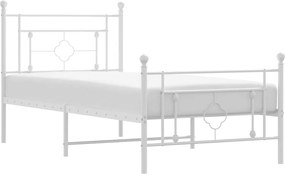 vidaXL fehér fém ágykeret fej- és lábtámlával 100 x 190 cm