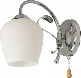 Virággumó alakú fali lámpa krómozott ággal fehér üveg Ven E27