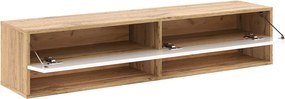 TV szekrény 140 cm 1 ajtós Wotan tölgy / fehér magasfény színkombinációban – DERBY