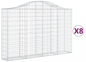 8 db íves horganyzott vas gabion kosár 200x30x120/140 cm