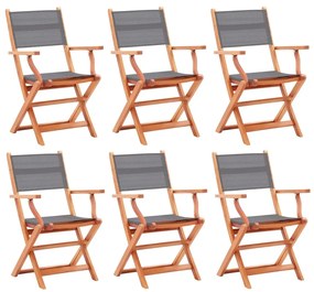 vidaXL 6 db szürke tömör eukaliptuszfa és textilén összecsukható szék