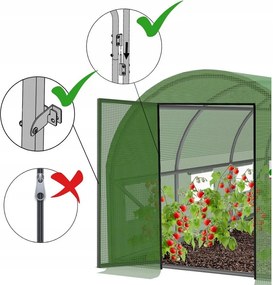 Kerti fóliás üvegház szilárd ajtókkal, 400 x 250 x 200 cm