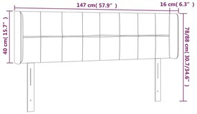 sötétkék bársony LED-es fejtámla 147 x 16 x 78/88 cm
