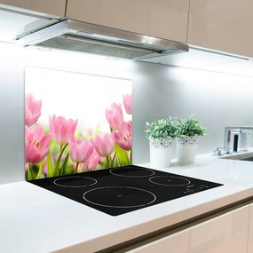 Üveg vágódeszka rózsaszín tulipánok 60x52 cm
