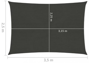 antracitszürke HDPE napvitorla 160 g/m² 2,5 x 3,5 m