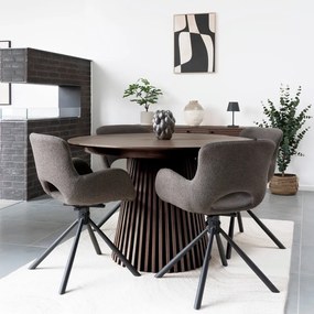 Kerek bővíthető étkezőasztal tölgyfa dekoros asztallappal ø 120 cm Osaka – House Nordic