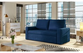 Kék bársony kinyitható-tárolóhelyes kanapé 151 cm Wave – ELTAP