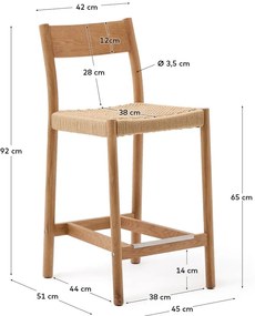 Natúr színű tölgyfa bárszék (ülésmagasság 65 cm) Yalia – Kave Home