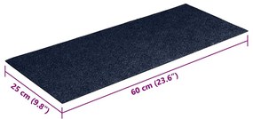 15 db öntapadós lépcsőszőnyeg, 60 x 25 cm, sötétkék, téglalap alakú