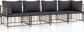 vidaXL 4 részes antracitszürke polyrattan kerti ülőgarnitúra párnákkal