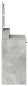 Sminkasztal LED Fényekkel Beton Szürke 79x41x135 cm