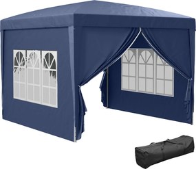 Outsunny Pavilon kb. 3x3m, Vízálló, Stabil, Télen is Használható, Összecsukható Pavilon, UV Védelem 50+, Hajtható Partisátor Kerti Sátor 4 Oldalfallal