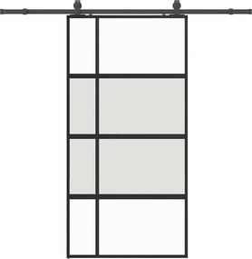 vidaXL fekete edzett üveg tolóajtó fémszerelék szettel 102,5x205 cm