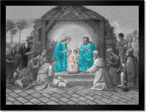 Poszterek keretben 40x30 Szent család türkiz