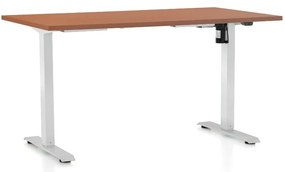 Állítható magasságú asztal OfficeTech A, 140 x 80 cm, fehér alap, cseresznye