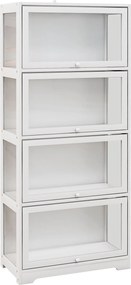 HOMCOM 4-szintes Gyűjtő Kiállító Szekrény Hajtogatható Akryl Ajtókkal, Tip Over Biztosító Kiállító A Tanulmányhoz, Hálószobához, Irodához 59x30x139 cm