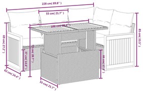 5 részes bézs polyrattan kerti ülőgarnitúra párnákkal