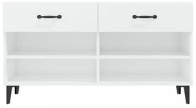 magasfényű fehér szerelt fa cipőszekrény 102x35x55 cm
