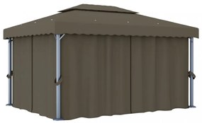 tópszínű pavilon függönnyel és LED fényfüzérrel 4 x 3 m