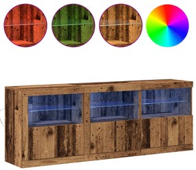 Oldaltálca LED világítással Régi fa 181,5x37x67 cm Mérnöki fa
