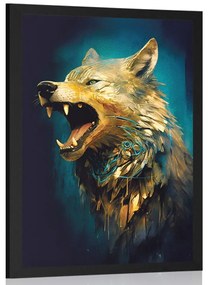 Plakát kék-arany farkas