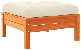 vidaXL viaszbarna tömör fenyőfa kerti lábzsámoly párnával