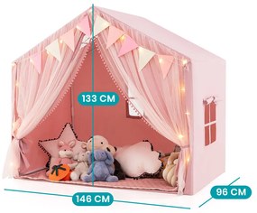 Játszósátor csillagfényekkel, rózsaszín