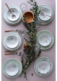Étkezési készlet 24 db fehér/zöld/porcelán