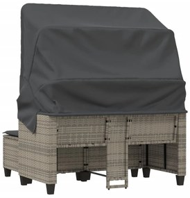 2 személyes szürke polyrattan kerti kanapé baldachinnal/székkel