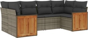 vidaXL 6 részes szürke polyrattan kerti ülőgarnitúra párnákkal