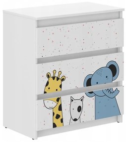 Fiókos szekrény gyerekszobába mesebeli állatokkal 76x40x70 cm