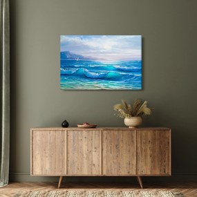Kép - Olajfestmény a tengerről sirályokkal (90x60 cm)