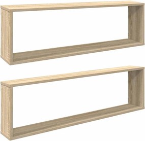 vidaXL 2 db sonoma tölgy színű szerelt fa fali polc 100 x 15 x 30 cm