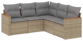 5 részes vegyes bézs polyrattan kerti ülőgarnitúra párnákkal