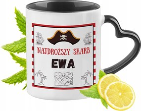 Fekete bögre szív alakú füllel Évának Tökéletes Ajándék