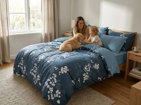 Pamut ágynemű EIRENE sötétkék Ágyneműhuzat mérete: 70 x 90 cm | 140 x 200 cm