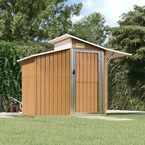 barna horganyzott acél kerti fészer 270 x 130 x 208,5 cm