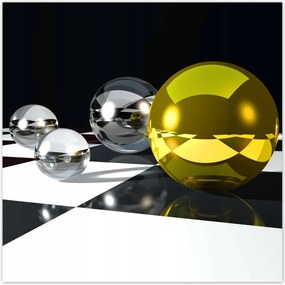 Poszterek 30x30 Sárga gömb a sakktáblán