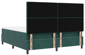 Boxspring Ágy Mattal Sötét Zöld Szuper Király Bársony