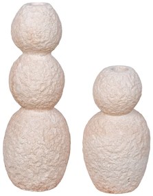 Gyertyatartó, cement, natúr, 2db
