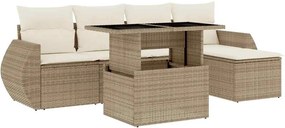 vidaXL 6 részes bézs polyrattan kerti ülőgarnitúra párnával