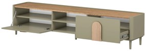 Amilio RTV szekrény 220 cm - eukaliptusz / baltic tölgy / natúr tölgy fogantyú