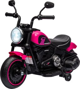 HOMCOM Gyermekmotor - Elektromos Motorbicikli, 2 Leszedhető Segítőkerékkel, 3 km/h Sebességgel, 1,5-3 Éves Gyerekeknek, Rózsaszín, 76 x 42 x 57 cm | A