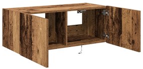 TV Fali Szekrény LED Világítással Régi Fa 80x35x31 cm
