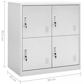 5 db világosszürke acél zárható szekrény 90 x 45 x 92,5 cm