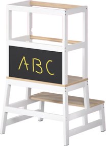 PLAY tanulótorony fenyőfa, 93x56x49cm, fehér/natúr barna Spielwerk