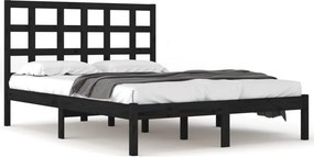 vidaXL fekete tömör fa ágykeret 200 x 200 cm