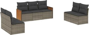vidaXL 7 részes szürke polyrattan kerti ülőgarnitúra párnákkal