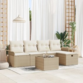 Kerti Kanapé Szett 6 pcs bézs és krémszínű 251 x 117 x 85 cm